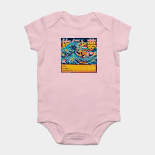 Baku, Azerbaijan, Travel & Dream in Japanese Symbols Great Wave Baby Bodysuit